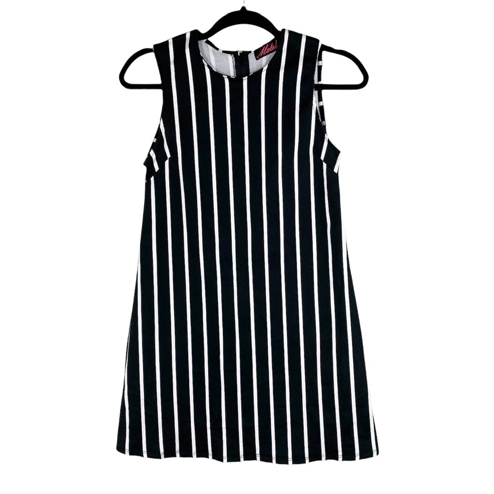 Motel Rocks Black and White Stripe Sleeveless Dress
